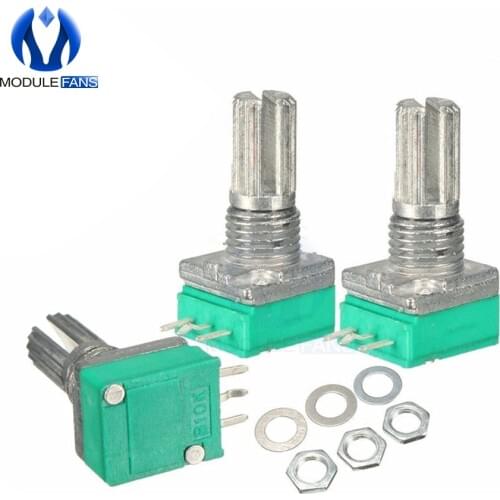 5PCS 6mm 3 pin Knurled Shaft Single Linear B Type B10K ohm Rotary Potentiometer DIY Kit