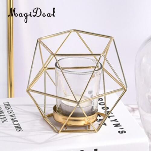 MagiDeal 8pcs Geometric Design Iron Wire Hexagon Tealight Candle Holder Candleholders Weddding Holidays Christmas Decorations