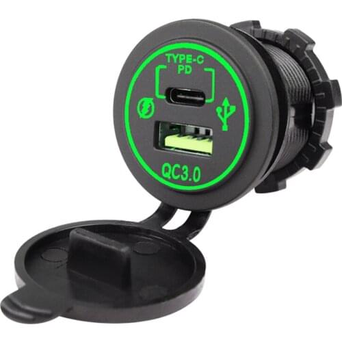 Car USB Charger PD Type QC 3.0 USB Charger Socket Power Outlet LED Adapter Waterproof For 12V 24V Car Motorcycle Truck