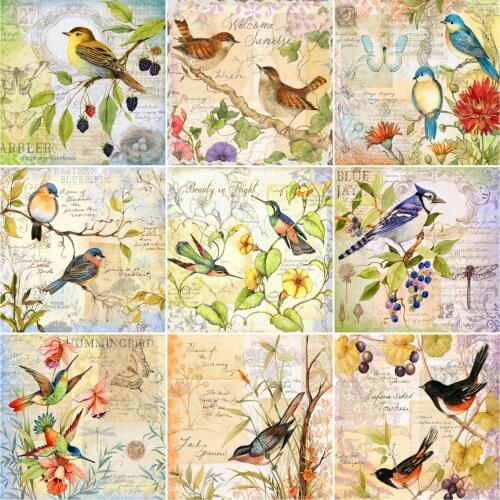 AZQSD 5D Diamond Painting Bird Flower Cross Stitch Needlework Picture Of Rhinestones Diamond Embroidery Animal Mosaic Home Decor
