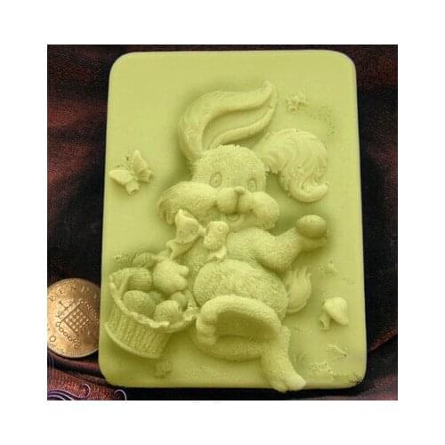 Hot 3D Easter Bunny /rabbit shape handmade soap mold animal candle molds silicon mould Chocolate Candy Moulds Form of Cake