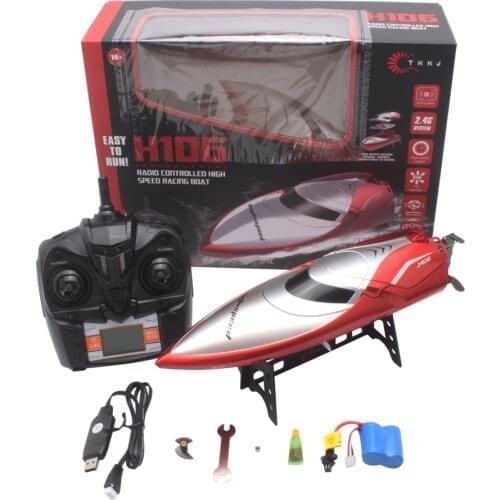 H106 Red Racing Remote Control Boat RC Ship 2.4GHz 4 Channel 28km/h Speedboat Toys Gift High Speed RC Boat With LCD Screen