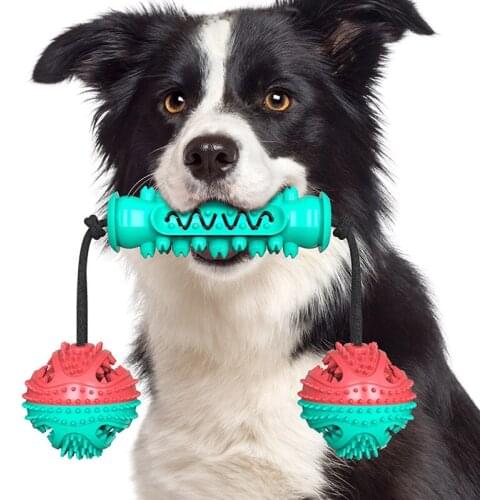 Dog Toys Dog Teeth Cleaning Toys Dog Chew Toy Ball Rubber Food Treat Dispensing Toys Pet Chew Bite Tooth Cleaning Toothbrush