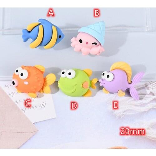 Cabochons Fishes Cartoon Ocean Animals 20pcs Flat back Resin Cabochon Kawaii Accessories DIY Scrapbooking Hair Bows Decoration