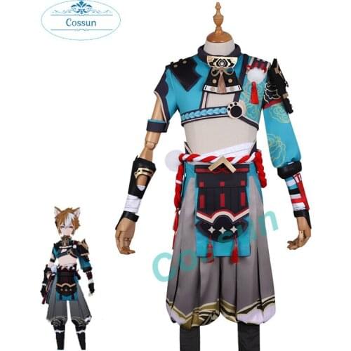 Game Genshin Impact Gorou Cosplay Costume Fashion Combat Uniforms Full Set With Ears Tail Party Role Play Clothing Custom Made