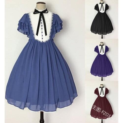 Lace bowknot stand high waist victorian dress kawaii girl gothic lolita op Vintage princess tea party sweet lolita dress palace