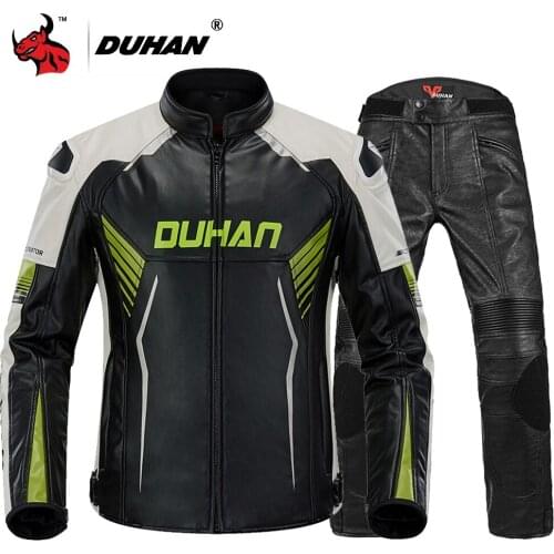 DUHAN Men Motorcycle Jacket Leather Motocross Jacket Retro Chaqueta Moto Wearable Moto Protection With Removeable Linner