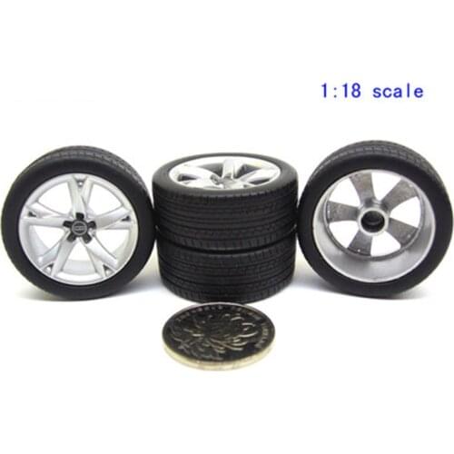 Model Car Modified Tire 1:18 Wheels Radial Tire + Hub Tire Bell Model Car Accessories for 1/18 Model Car Roller Coaster
