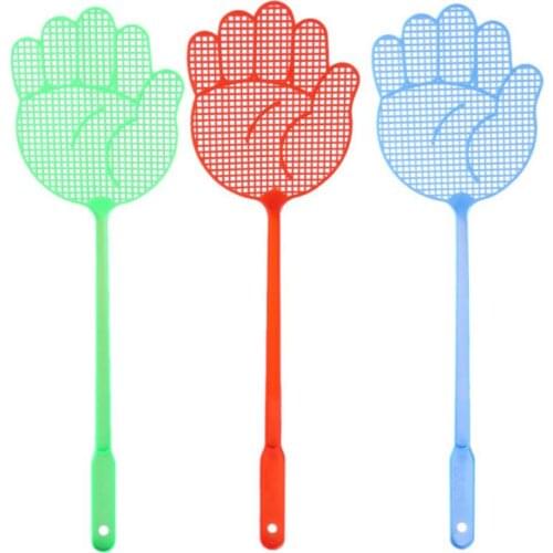 1/5/10pcs Plastic Fly Swatter Non-toxic Cute Palm Palm Pattern Mosquito Swatter Pest Control Long Handle Fly Swatter