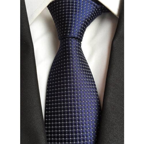 8cm Man Checkered Ties Navy Blue Grids Necktie