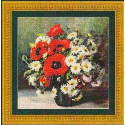 Poppies amp Daisies Bouquet Sewing kit Top Quality Embroidery Needlework 14CT Unprinted Art Cross Stitch Kits DIY Handmade Decor