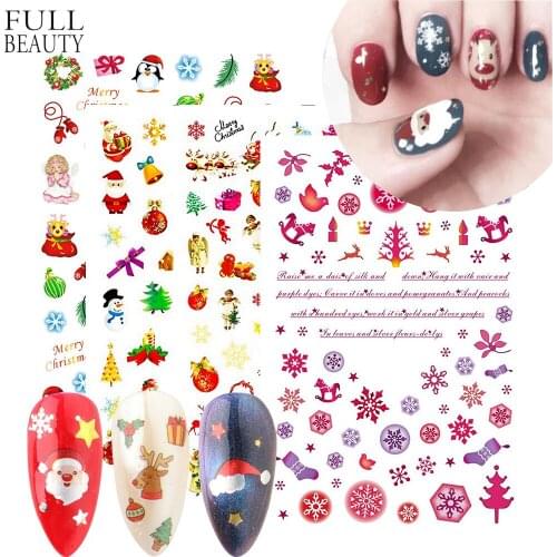 2021 New Nail Art Stickers Christmas Santa Claus Snowflake Elk Creative Adhesive Stikcer DIY Nail Art Decoration Nail Decal