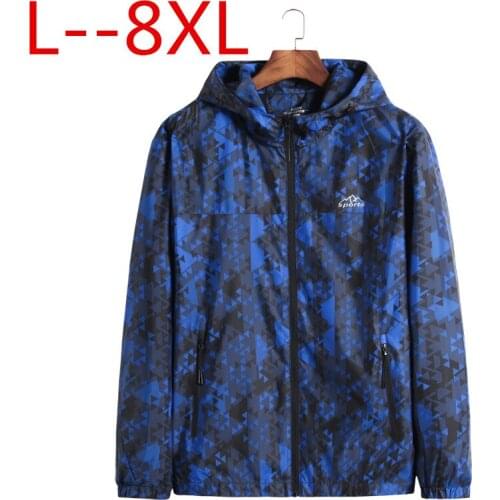 Plus 10XL 8XL 6XL Spring Autumn New Fashion Slim Fit Young Men Hooded Jacket Thin Jackets Brand Casual Windbreaker Top Quality