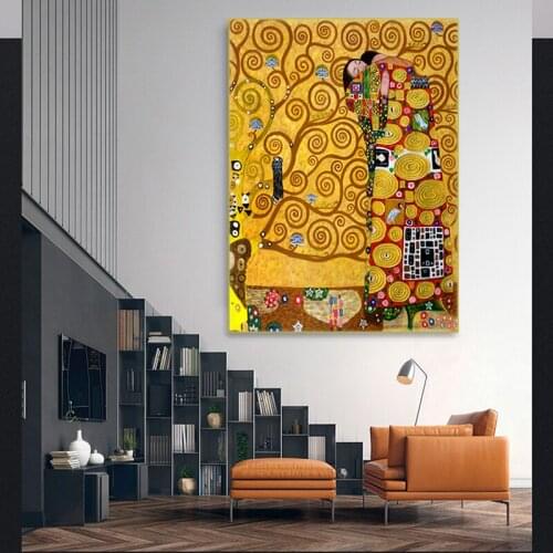 Gustav Klimt Lovers Kiss Oil Painting By Canvas Wall Art Adele Bloch Portrait Paintings Wall Pictures for Living Room Home Decor