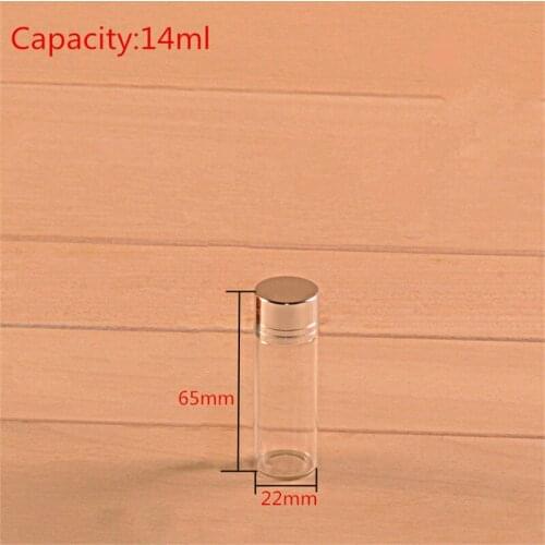 50 pcs 22x65mm Glass Bottles With Silver Color Plastic Screw Cap DIY 14 ml Empty Storage Bottles Candy Jars Gifts
