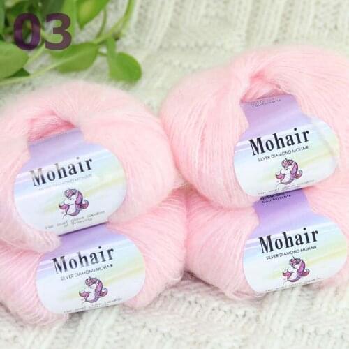 Sale New 4BallsX25g Luxury Soft Mohair Warm Wrap Shawl Hand Knit Crochet Yarn 291-03-4 Pastel Pink