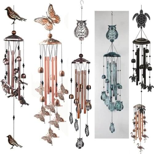Retro Three-dimensional Metal Butterfly Owl Iron Wind Chime Beautiful Music Home Courtyard Porch Deco Car Ornament Christma Gift