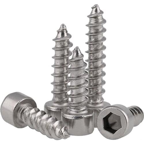 GuHua 304 Stainless Steel Cup Head Hex Socket Self Tapping Screw Hexagon Socket Cheese Head Self Tapping Screws M2M3M3.5 20Pcs