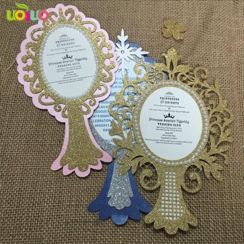 DIY customzied 50set printed card+glitter gold glitter silver blank paper+small rhinestones