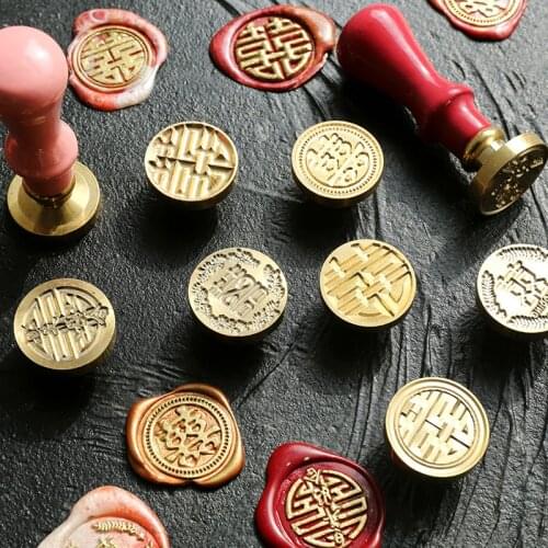 Wedding Happy Word Wax Stamp Aesthetic Blessing Words Fire Lacquer Seal Chapter Head Wedding Invitation Wax Seal DIY Gifts