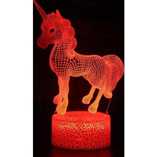 LED 3d Lamp Unicorn Baby Night Light 7 Color Changing Usb Battery for Kids Child Girl Gift Home Bedroom Decor