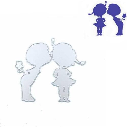 Cute Boy Girl Kissing Cutting Dies Stencil For DIY Scrapbooking Album Paper Card Craft