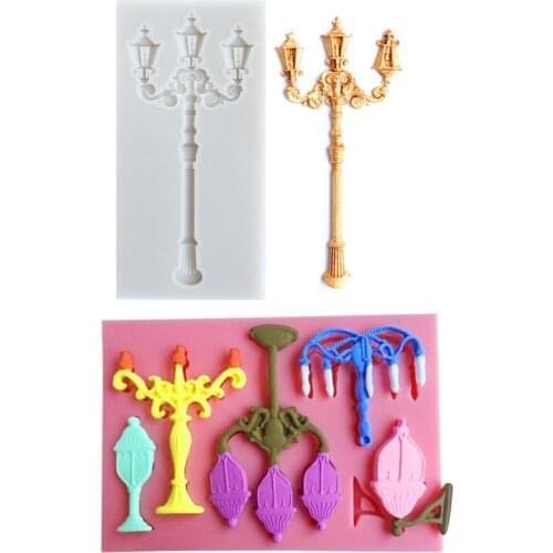 Street Light Baking House Gate Cooking Tools Decoration Silicone Mould Fondant Sugar Bow Craft Molds Diy Cake Decorating
