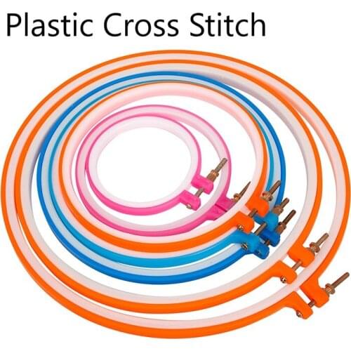 WCIC Plastic Embroidery Hoop Ring Frame Cross Stitch Machine DIY Embroidered Needle Craft Adjustable Sewing Tools Random Color
