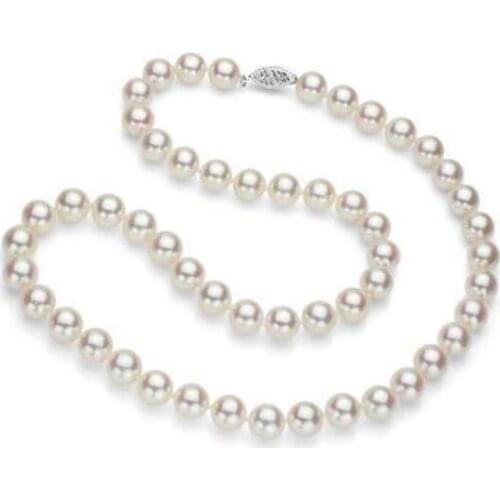22" AAAAA Top Grading Japanese Akoya Cultured Pearl 7mm,14K white Gold Necklace