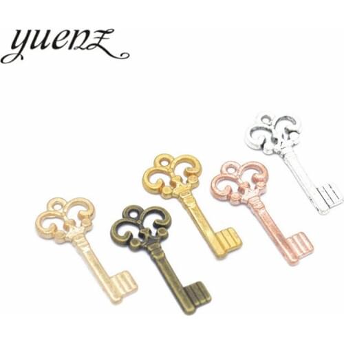 YuenZ 40 pcs Antique Silver color key Charms Pendants for Bracelet Necklace DIY Jewelry Making Finding Accessories 21*10mm O219
