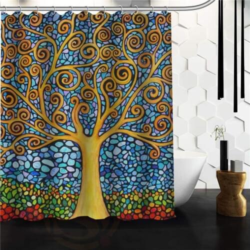 Amazing tree of life mosaic art Polyester Fabric Custom home decor Shower Curtain,66x72 60x72 48x72 inch Drop Shipping