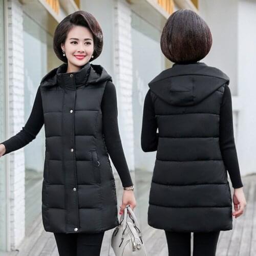 Womens Vest Large Size Tank Tops Winter Long Sleeveless Jacket Plus Size Hooded Waistcoat Solid Colors Are Versatile Comfort