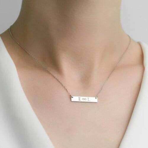 Engrave Name Bar Necklace Custom Jewelry Customized Nameplate Necklaces For Women Men Jewelry Stainless Steel Collier Femme