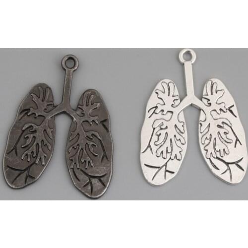 10pcs Silver Color 39x30mm Organ Lung Charms Pulmonary Lobe Pendant Fit DIY Jewelry Making Handcrafted Accessories