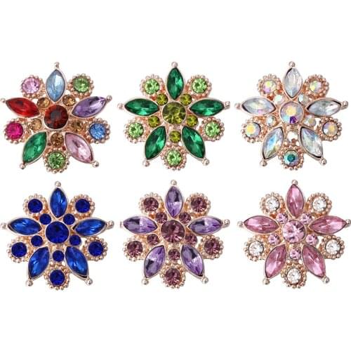 10pcs/lot 2019 New Ginger Snap Button Jewelry Rose Gold Flower 18mm Snap Buttons fit Snap Bracelet Necklace For Women Jewelry