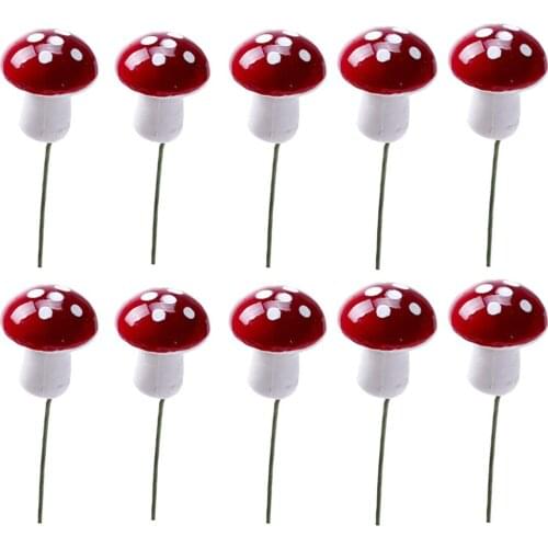 10pcs/bag Simulation Plants Mini Foam Delicate and Lovely Mushrooms Micro Landscape Ornaments Bonsai Decoration 23*16*10mm