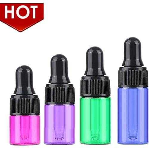 100pcs Colorful 1ml 2ml 3ml 5ml Glass Dropper Bottle Portable Aromatherapy Essential Oil Perfume Sample Mini Vial