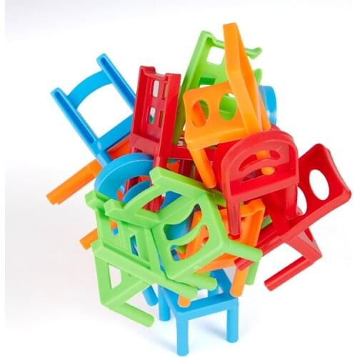 18pcs Mini Chair Balance Toy Assembly Blocks Stacking Family Game Balancing Toy