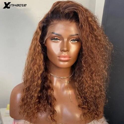 1b 30 Ombre Brown Brazilian Kinky Curly Wig 13x4 Lace Front Human Hair Wigs For Black Women Pre Plucked 150 Density Remy Wigs
