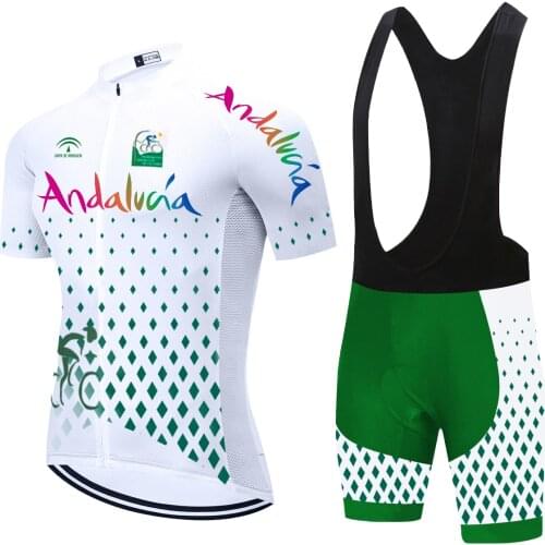 2012 Pro Team Andalucia Summer Cycling Jersey Set 20D MTB Uniform Bicycle Clothing Quick Dry Bike Wear Ropa ciclismo Gel pad