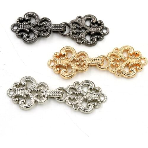 4Set/lot 19*38mm Gold and silver butterfly metal button coat collar button cardigan fur hook decorative button C095