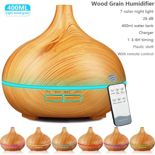 400ml remote control aroma oil diffuser wood electric humidifier ultrasonic air humidifier aromatherapy mist maker for home