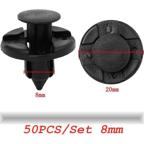 50Pcs/Set 8mm Rivet Retainer Plastic Car Fastener Clip Auto Bumper Fender Push type fixing Clips for Nissan Livina TIIDA Sylphy