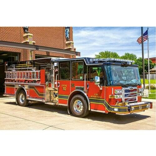 5D square Diamond painting Cross stitch kit full Diamond embroidery new Fire truck diy painting rhinestones pasted canvas