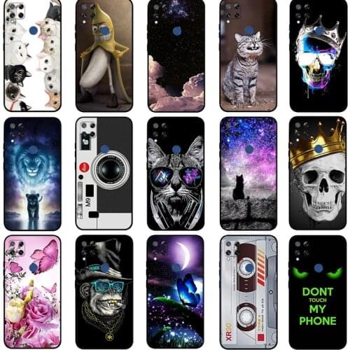 Fashion Cartoon Silione Soft TPU Phone Case For Realme C15 C25 C12 7i Global Narzo 20 30A Casos Black Shockproof Coque