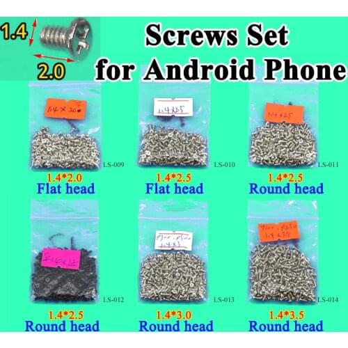 Cltgxdd Flat head/roundhead New M1.4 2.5mm 3.0mm 3.5mm Cell Phone Screws Set for Android Phone