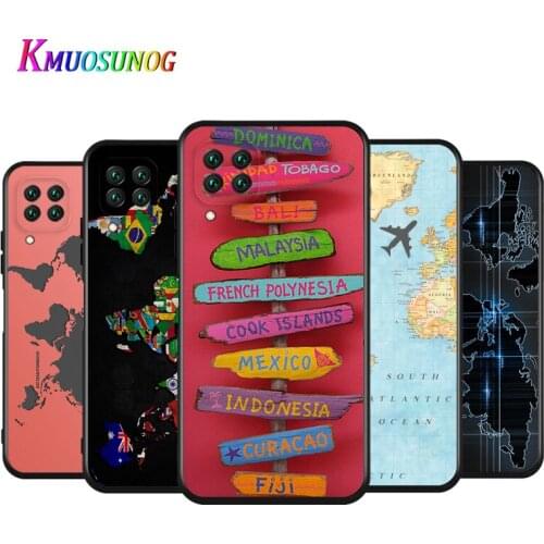 World Travel Map For Huawei Nova 2 2i 3 3E 3I 4 4E 5 5I 5Z 5E 5T 6 7 7I 8 SE Lite Pro SE Silicone Black Soft Phone Case