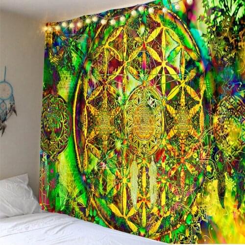 Mandala Flower of Life Tapestry Wall Hanging Room Boho Decor Ancient Trippy Tapestry Psychedelic Fantasy Wall Tapestry Blanket
