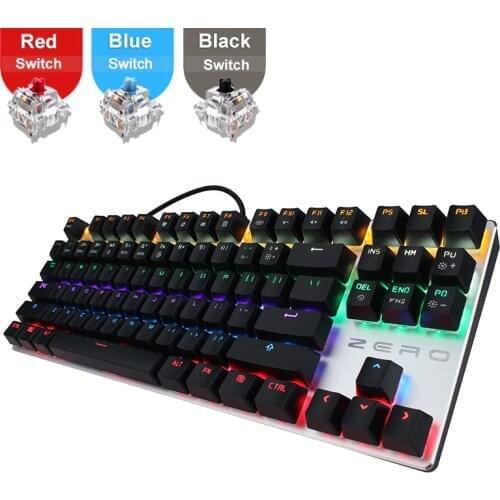 Metoo gaming Mechanical Keyboard 87/104 keys usb Wired keyboard blue/red/black switch Backlit Keyboard Hebrew/Russian/Spanish