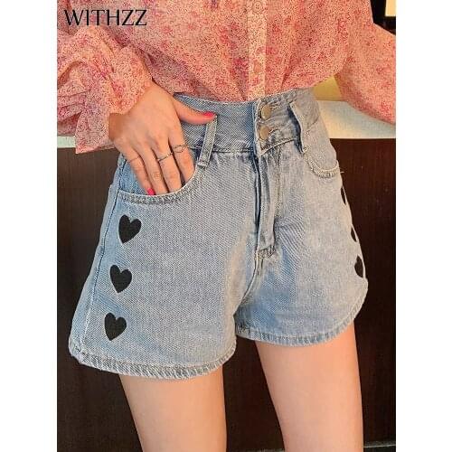 WITHZZ Summer Womens Loose High Waist Lovely Light blue Jeans Denim Shorts